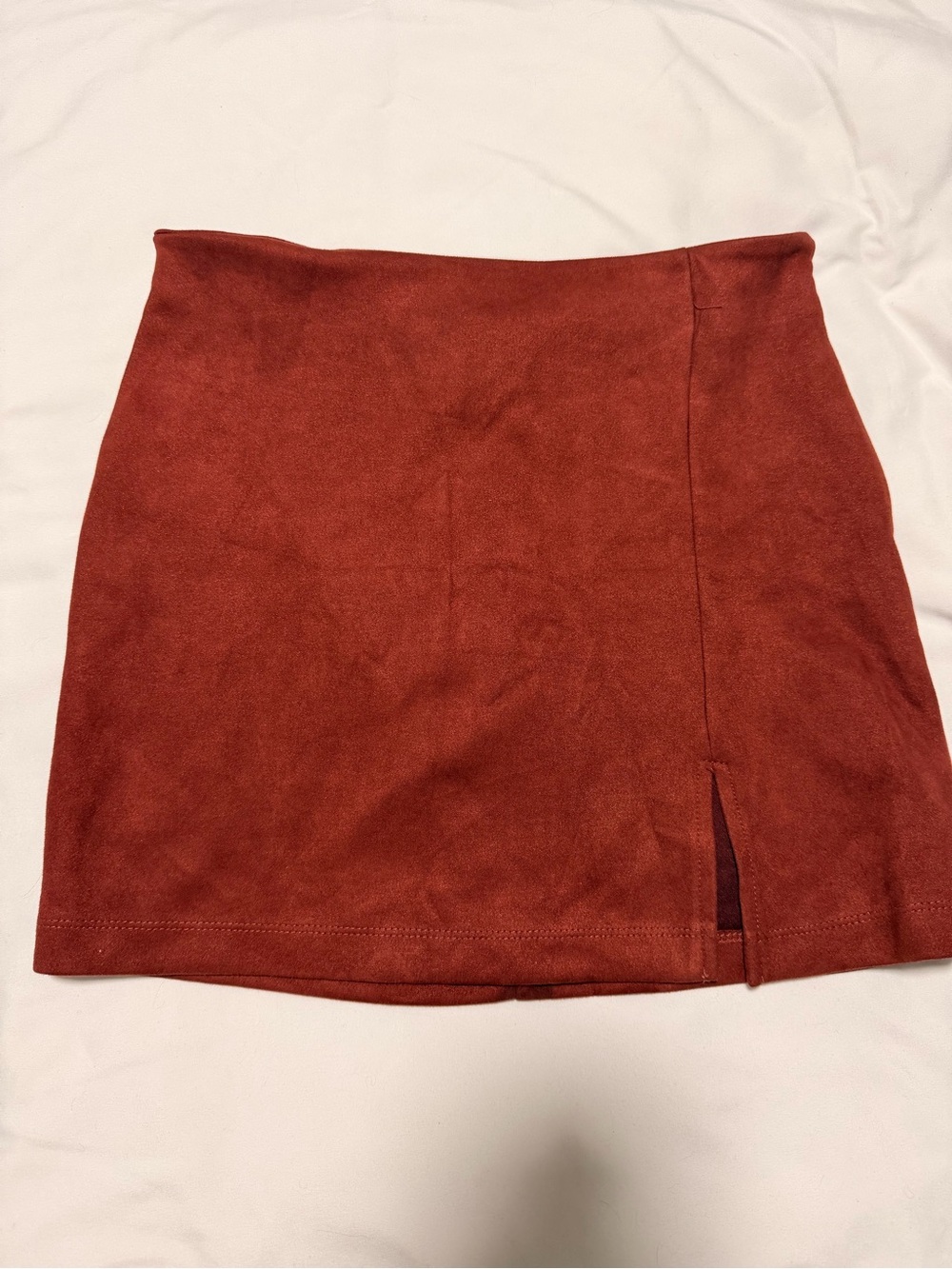 Forever 21 Rust Red Suede-Look Mini Skirt with Side Slit